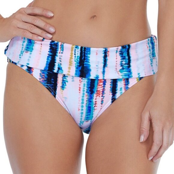 Island Escape Foldover Waist Full Coverage Bikini Swim Bottoms Plus Size 14 - Picture 1 of 16